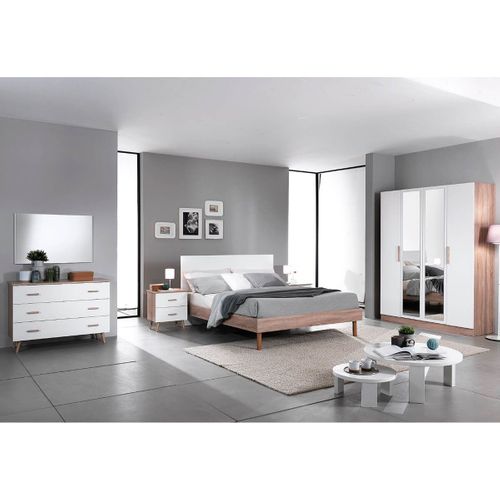 Lit 160x200cm Avec Tête De Lit Blanche - Preem