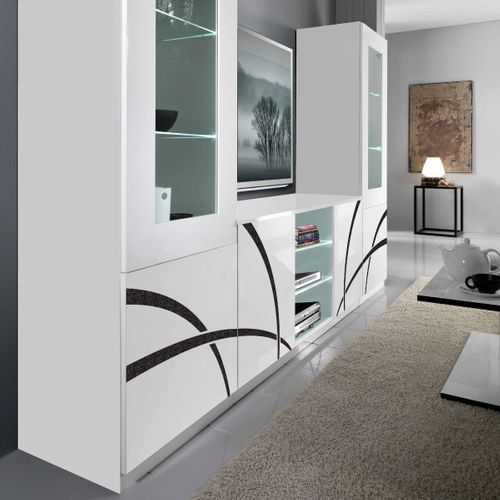 Vitrine Droite 1 Porte Laquée Brillant Blanc - Alyssa