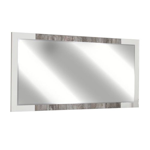 Miroir Rectangulaire Laqué Blanc Et Effet Bois Taupe - Denys