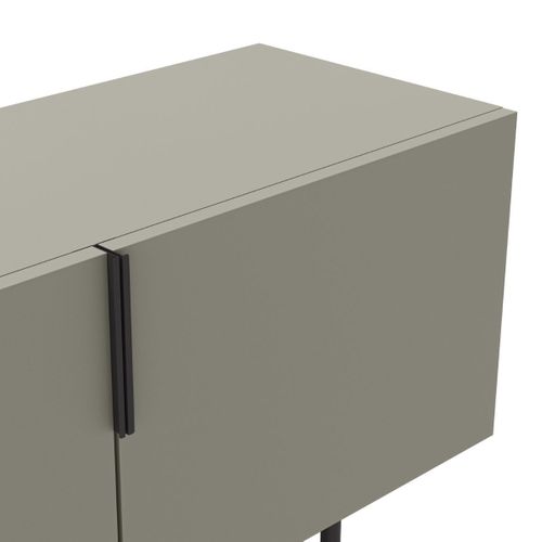 Meuble TV 4 Portes En Mélaminé Vert Kaki Et Piètement En Métal Laqué Noir - Aldine