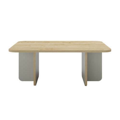 Table Basse Rectangulaire En Mélaminé Plateau Imitation Bois Et Piètement Vert Sauge - Hestia