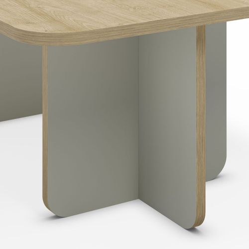 Table Basse Rectangulaire En Mélaminé Plateau Imitation Bois Et Piètement Vert Sauge - Hestia