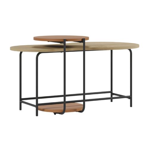 Tables Basses Gigogne 1 Table Ovale Plateau Imitation Bois Et 1 Table Ronde Plateau Terracotta Pièt