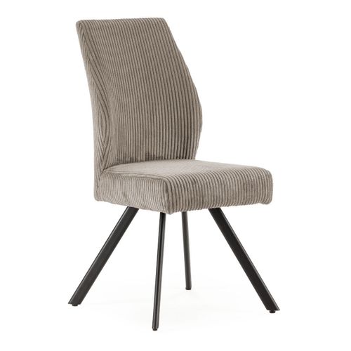 Lot De 4 Chaises En Velours Côtelé Et Pieds En Métal Laqué Noir Coloris Gris - Banil