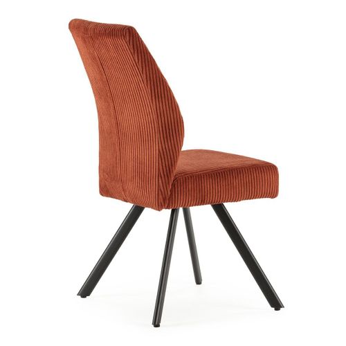 Lot De 4 Chaises En Velours Côtelé Et Pieds En Métal Laqué Noir Coloris Rouille - Banil