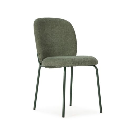 Lot De 6 Chaises En Tissu Polyester Doux Vert Et Pieds En Métal Laqué Noir - Darris