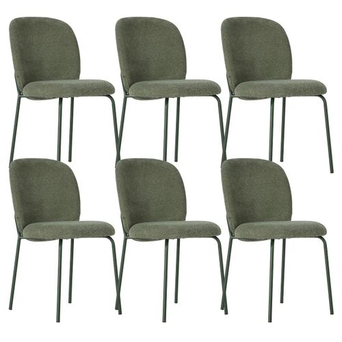 Lot De 6 Chaises En Tissu Polyester Doux Vert Et Pieds En Métal Laqué Noir - Darris