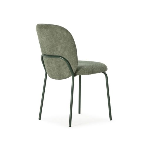 Lot De 6 Chaises En Tissu Polyester Doux Vert Et Pieds En Métal Laqué Noir - Darris