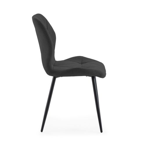 Lot De 4 Chaises En Tissu Polyester Doux Noir Et Pieds En Métal Laqué Noir - Luciana