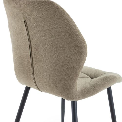 Lot De 4 Chaises En Tissu Polyester Doux Vert Et Pieds En Métal Laqué Noir - Luciana