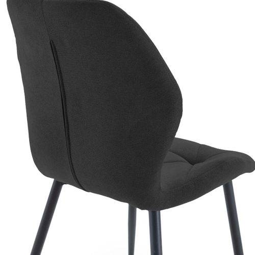 Lot De 6 Chaises En Tissu Polyester Doux Noir Et Pieds En Métal Laqué Noir - Luciana