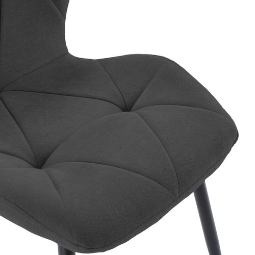 Lot De 6 Chaises En Tissu Polyester Doux Noir Et Pieds En Métal Laqué Noir - Luciana