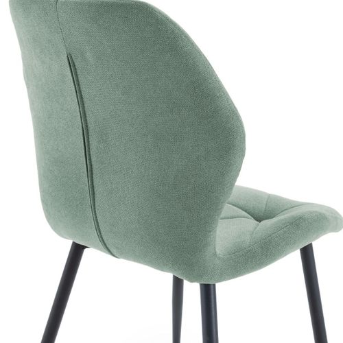 Lot De 6 Chaises En Tissu Polyester Doux Aigue-marine Et Pieds En Métal Laqué Noir - Luciana