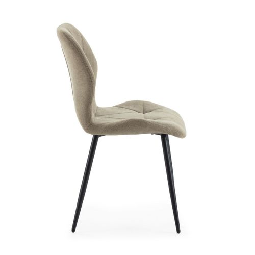 Lot De 6 Chaises En Tissu Polyester Doux Vert Et Pieds En Métal Laqué Noir - Luciana