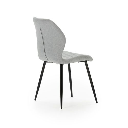 Lot De 4 Chaises En Tissu Polyester Maillé Gris Clair Et Pieds En Métal Laqué Noir - Maldi