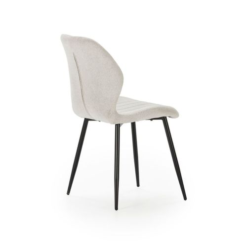 Lot De 6 Chaises En Tissu Polyester Maillé Crème Et Pieds En Métal Laqué Noir - Maldi
