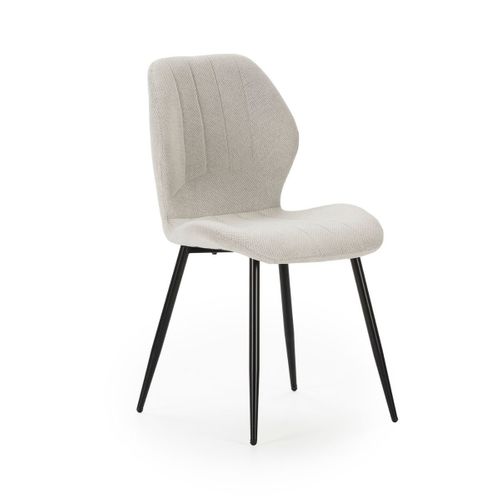 Lot De 6 Chaises En Tissu Polyester Maillé Crème Et Pieds En Métal Laqué Noir - Maldi