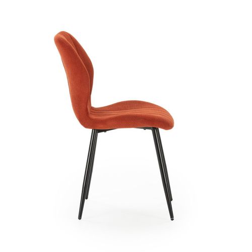 Lot De 6 Chaises En Tissu Polyester Maillé Brique Et Pieds En Métal Laqué Noir - Maldi