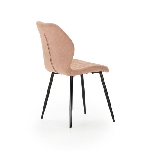 Lot De 6 Chaises En Tissu Polyester Maillé Saumon Et Pieds En Métal Laqué Noir - Maldi