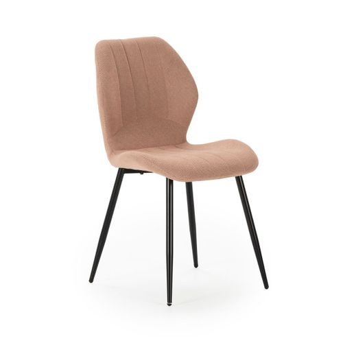 Lot De 6 Chaises En Tissu Polyester Maillé Saumon Et Pieds En Métal Laqué Noir - Maldi