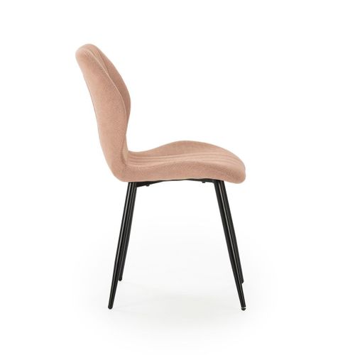 Lot De 6 Chaises En Tissu Polyester Maillé Saumon Et Pieds En Métal Laqué Noir - Maldi