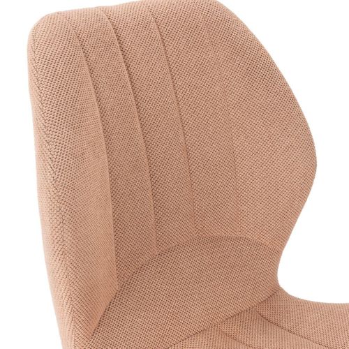 Lot De 6 Chaises En Tissu Polyester Maillé Saumon Et Pieds En Métal Laqué Noir - Maldi