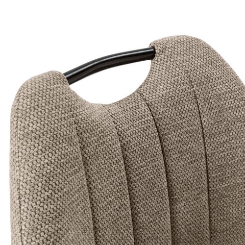 Lot De 4 Chaises En Tissu Polyester Maillé Brun Avec Poignée Et Pieds En Métal Laqué Noir - Milda