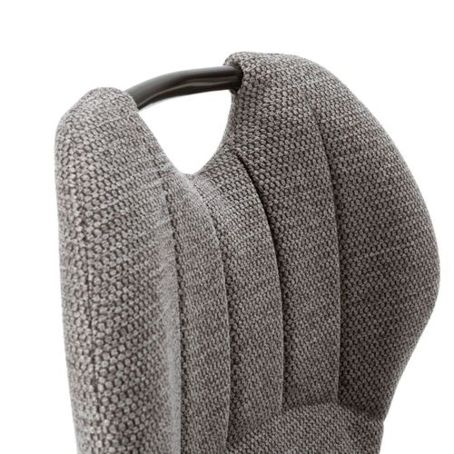 Lot De 4 Chaises En Tissu Polyester Maillé Gris Avec Poignée Et Pieds En Métal Laqué Noir - Milda