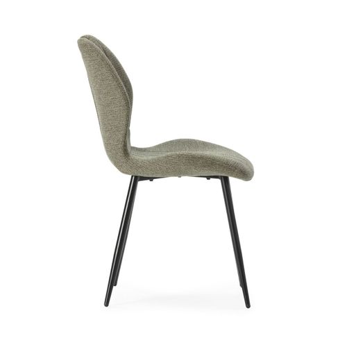 Lot De 6 Chaises En Tissu Polyester Maillé Vert Avec Poignée Et Pieds En Métal Laqué Noir - Milda