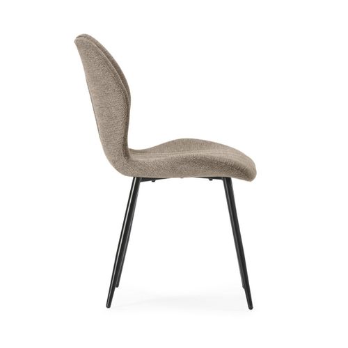 Lot De 6 Chaises En Tissu Polyester Maillé Brun Avec Poignée Et Pieds En Métal Laqué Noir - Milda