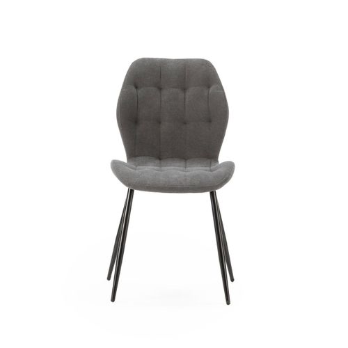 Lot De 4 Chaises En Tissu Polyester Maillé Gris Anthracite Et Pieds En Métal Laqué Noir - Nalcy