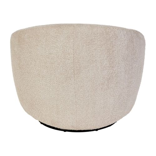 Fauteuil Club Pivotant En Tissu Poils Courts Style Sherpa Crème - Katmandou