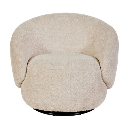 Fauteuil Club Pivotant En Tissu Poils Courts Style Sherpa Crème - Katmandou