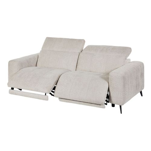 Canapé 3 Places Relax Électrique En Tissu Poils Courts Style Sherpa Crème - Alkane
