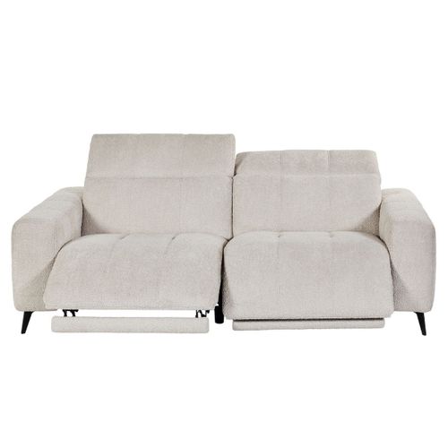 Canapé 3 Places Relax Électrique En Tissu Poils Courts Style Sherpa Crème - Alkane