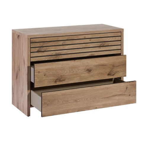 Commode 3 Tiroirs  Aspect Bois Et Noir - Nikita