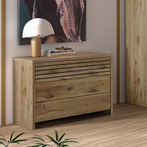 Commode 3 Tiroirs  Aspect Bois Et Noir - Nikita