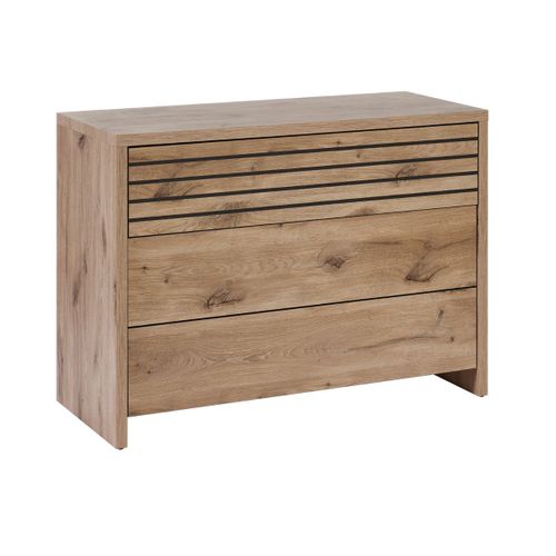 Commode 3 Tiroirs  Aspect Bois Et Noir - Nikita