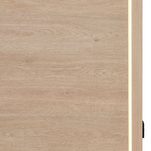 Lit 160x200cm Avec Tête De Lit Chevets Suspendus Et Éclairage Intégré Aspect Bois Et Noir - Ludy