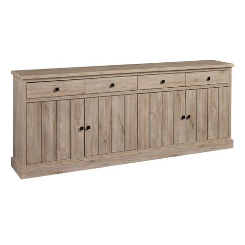 Buffet 4 Portes Et 4 Tiroirs Aspect Bois Finition Beach Oak - Rolya