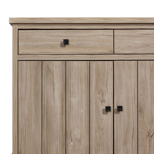 Buffet 4 Portes Et 4 Tiroirs Aspect Bois Finition Beach Oak - Rolya