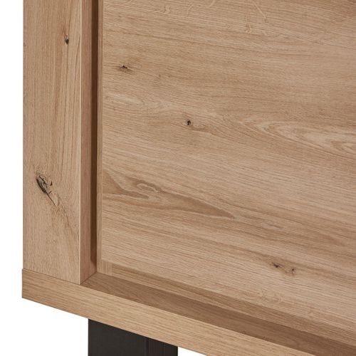 Argentier 4 Portes Dont 1 Vitrée Avec Éclairage LEDs Aspect Bois Finition Hudson Oak - Uridson