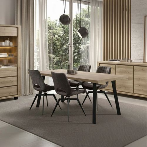 Table 170cm Aspect Bois Finition Hudson Oak Piètement à Métal Noir - Hudson