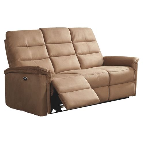 Canapé 3 Places Relax Électrique En Tissu Polyester  Marron Glacé - Rhoday