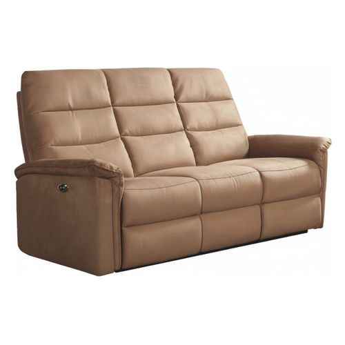 Canapé 3 Places Relax Électrique En Tissu Polyester  Marron Glacé - Rhoday