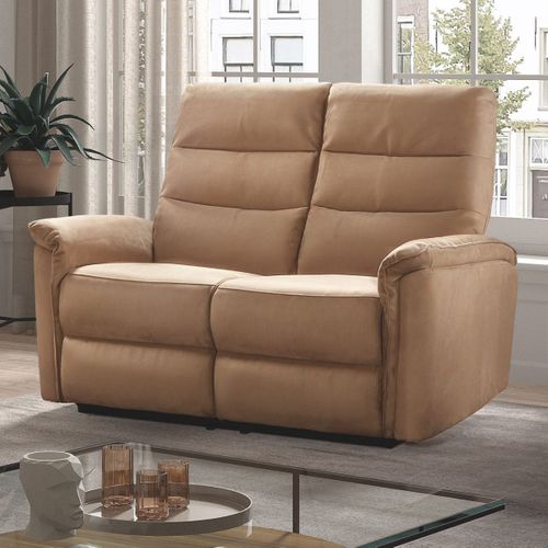 Canapé 2 Places Fixe En Tissu Polyester Marron Glacé - Rhoday