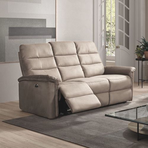 Canapé 3 Places Relax Électrique En Tissu Polyester Gris - Rhoday