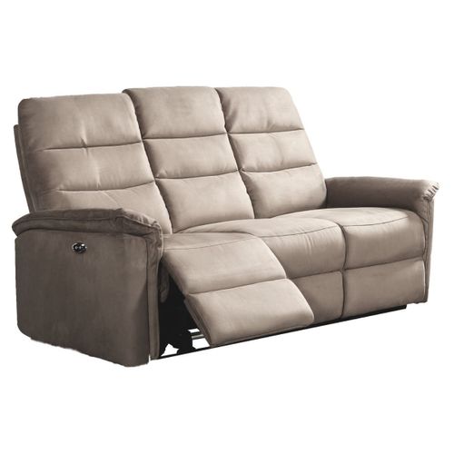 Canapé 3 Places Relax Électrique En Tissu Polyester Gris - Rhoday