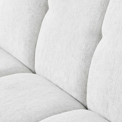 Canapé 2 Places Fixe En Tissu Polyester Chenillé Blanc - Menton