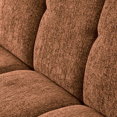 Canapé 3 Places Fixe En Tissu Polyester Chenillé Cognac - Menton